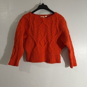 Vibrant Orange Cable Knit Sweater